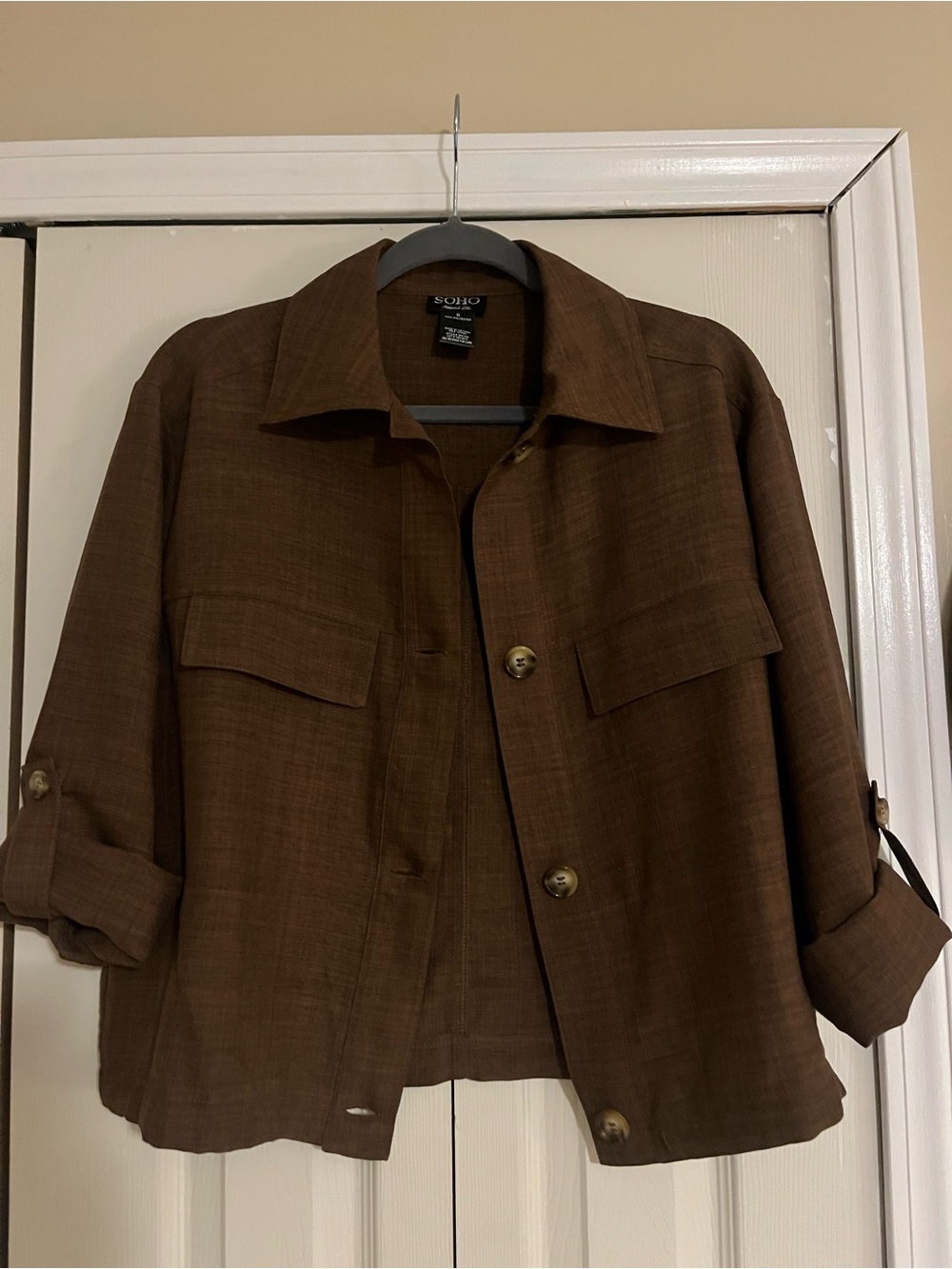 Soho Apparel Brown Utility Jacket with Flap Pockets
